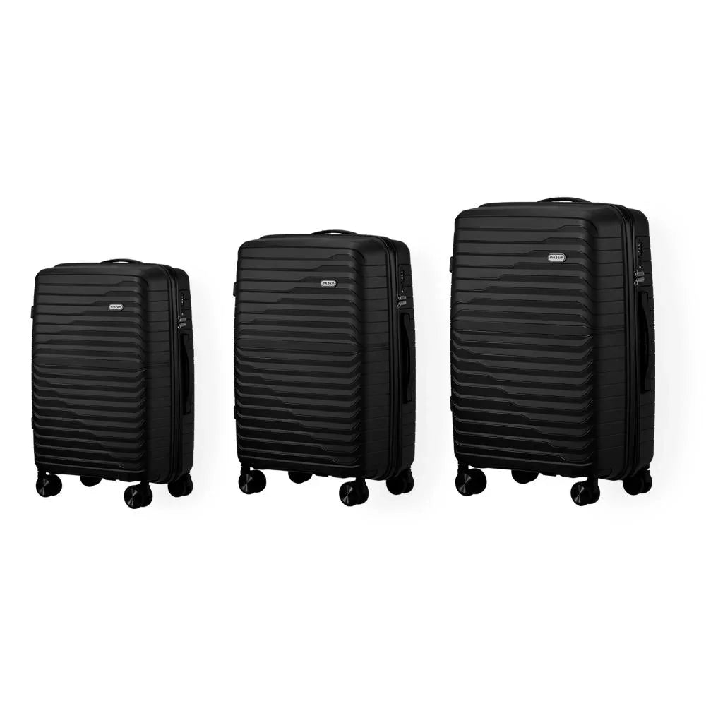 3PCS Luggage Suitcase Set TSA Lock Black PP Case