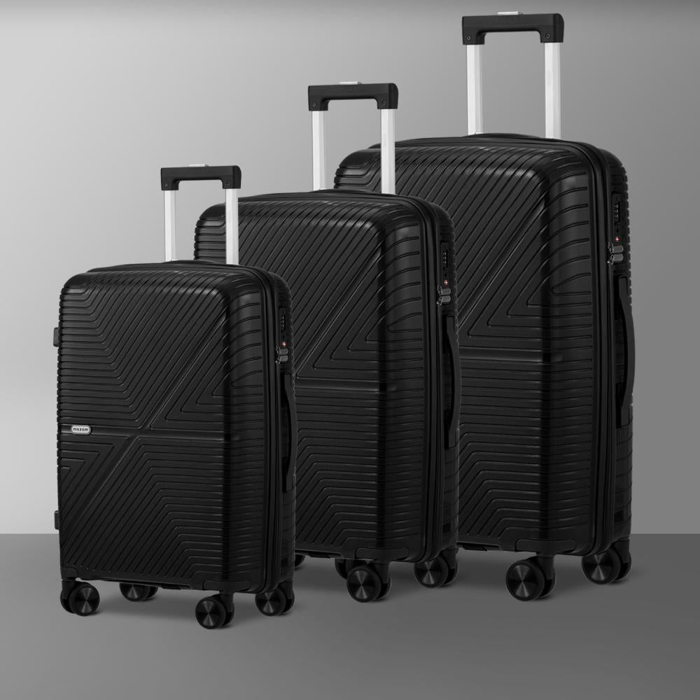 3PCS Luggage Suitcase Set Black PP Case TSA Lock