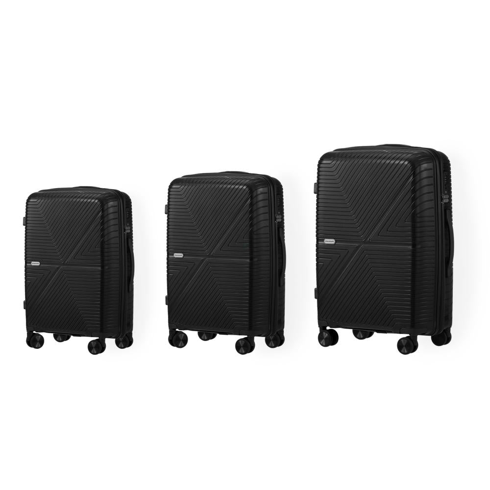 3PCS Luggage Suitcase Set Black PP Case TSA Lock