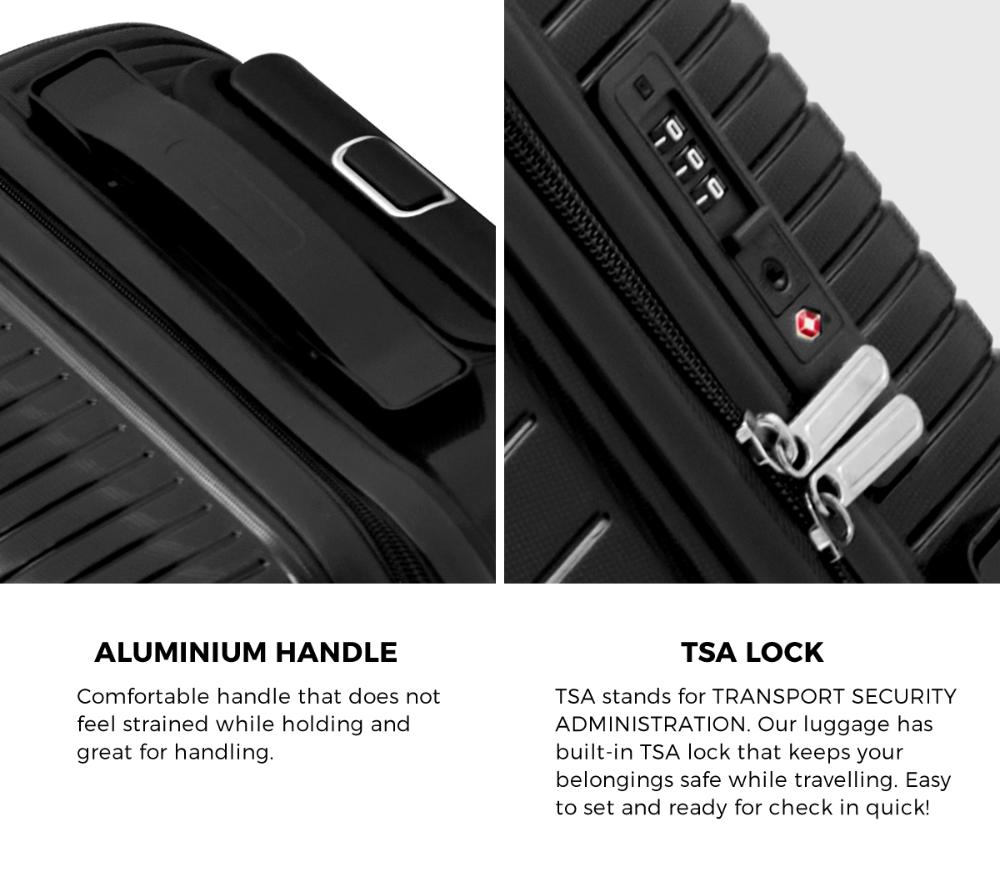 3PCS Luggage Suitcase Set Black PP Case TSA Lock