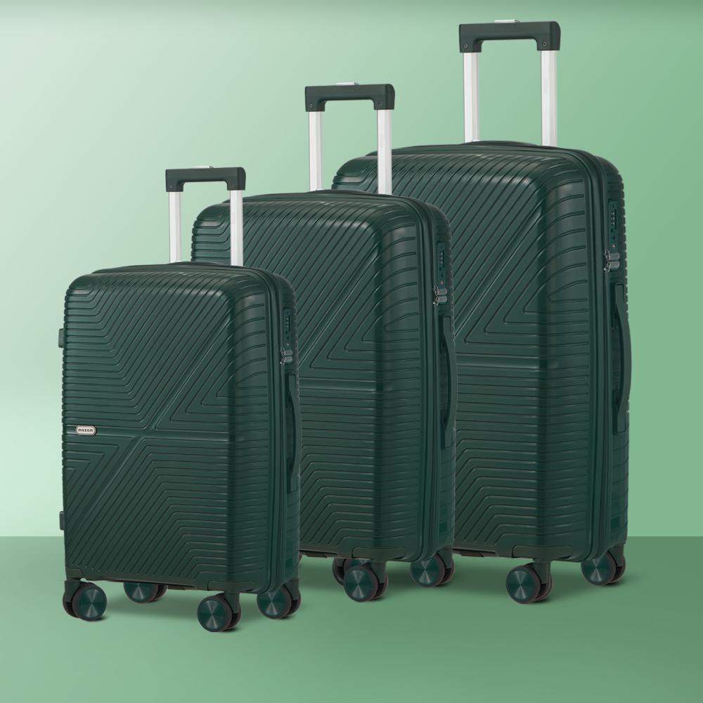 3PCS Luggage Suitcase Set Green PP Case TSA Lock