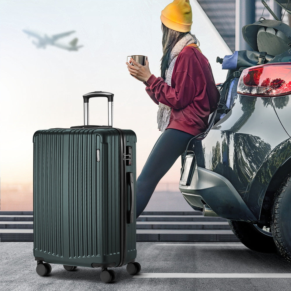 28" Luggage Suitcase Set Travel TSA Lock Storage ABS Case Green