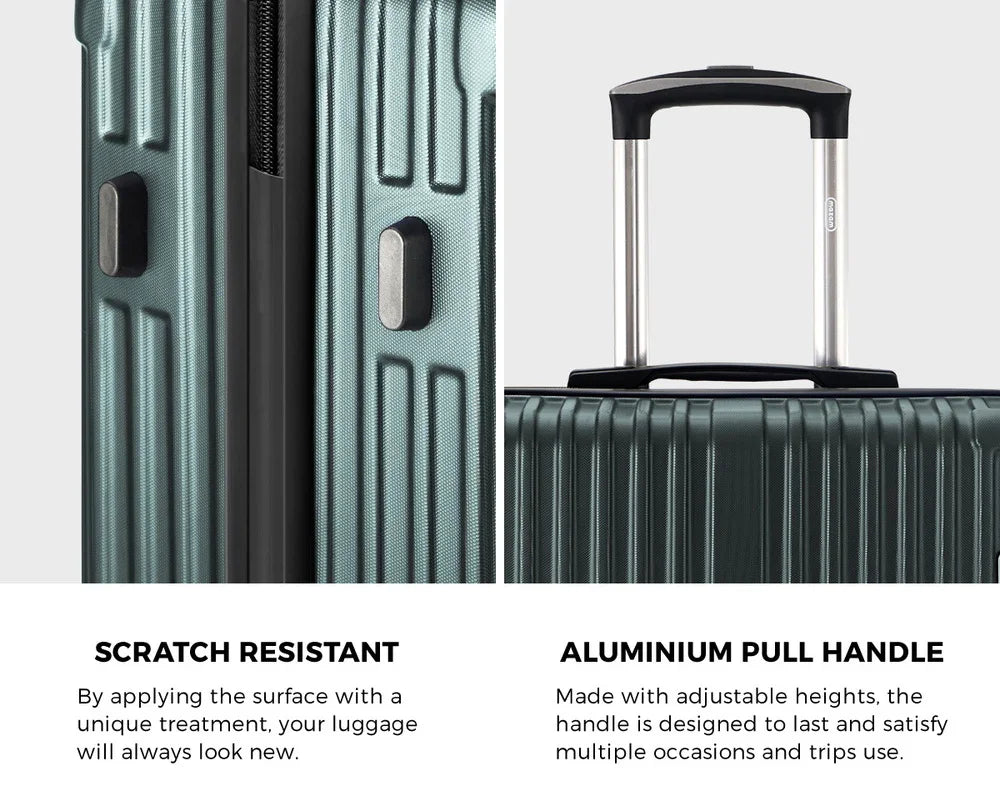 3PCS Luggage Suitcase Set Travel TSA Lock Storage ABS Case Green