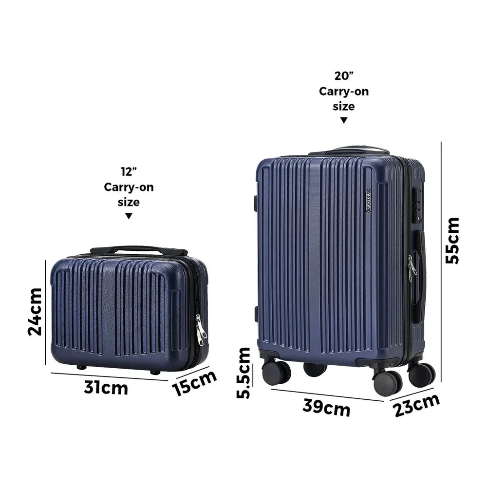 2PCS Luggage Suitcase Trolley Set Carry On TSA Hard Case Navy