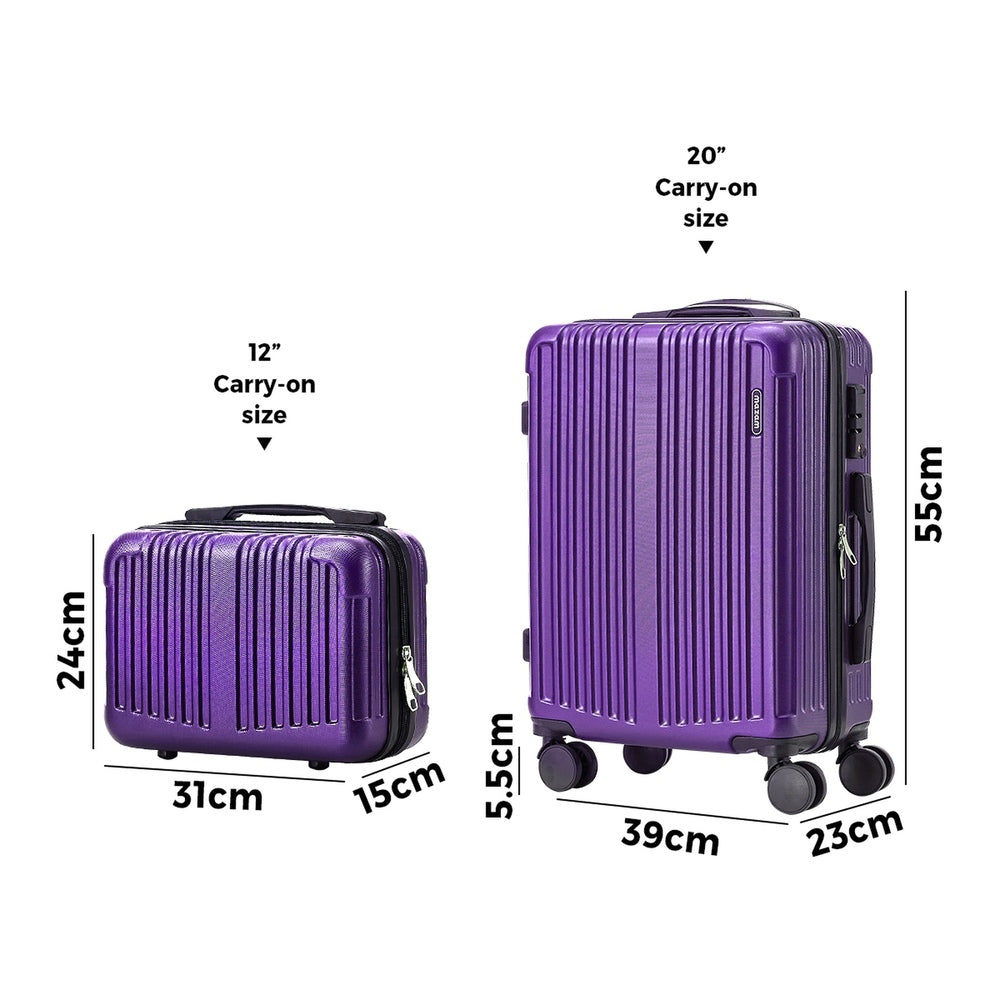 Mazam 2PCS Luggage Suitcase Trolley Set Carry On TSA Hard Case Purple