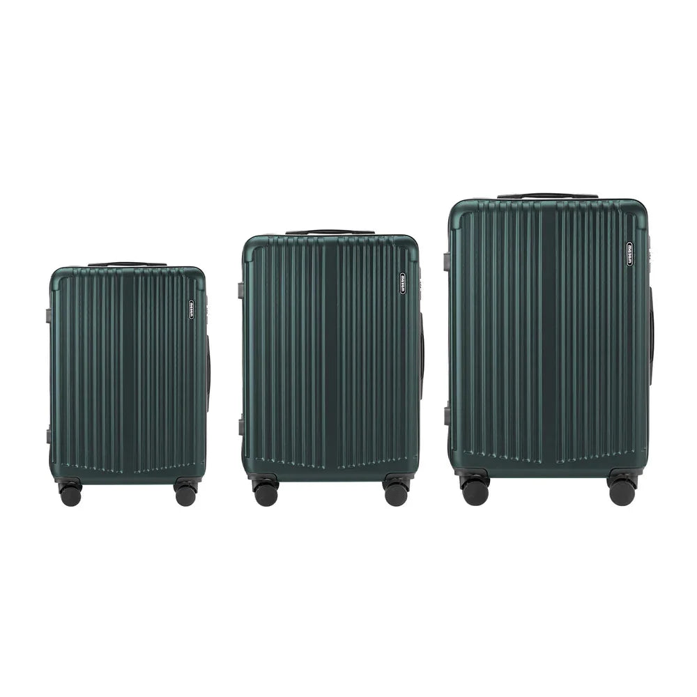 3PCS Luggage Suitcase Set Travel TSA Lock Storage ABS Case Green