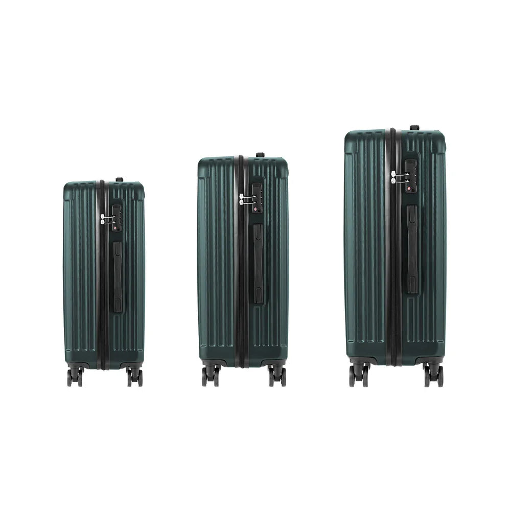 3PCS Luggage Suitcase Set Travel TSA Lock Storage ABS Case Green