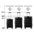 3PCS Luggage Suitcase Set PP Case TSA Lock Black