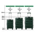 3PCS Luggage Suitcase Set PP Case TSA Lock Green