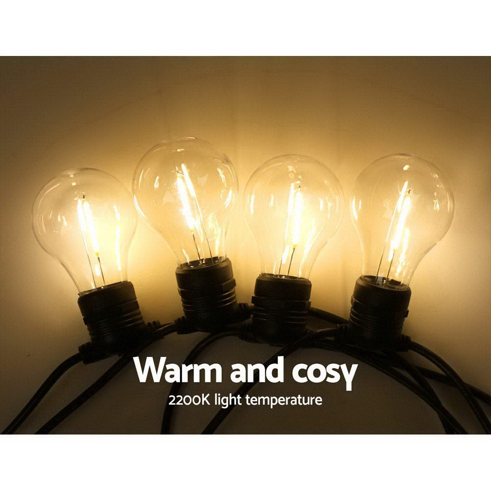 41m Outdoor Festoon String Lights 40 LED Bulbs Waterproof Warm White