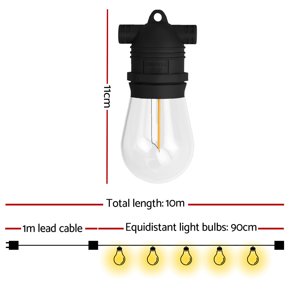 10m Festoon Lights Christmas Fairy String Lights Outdoor Party Garden Decor