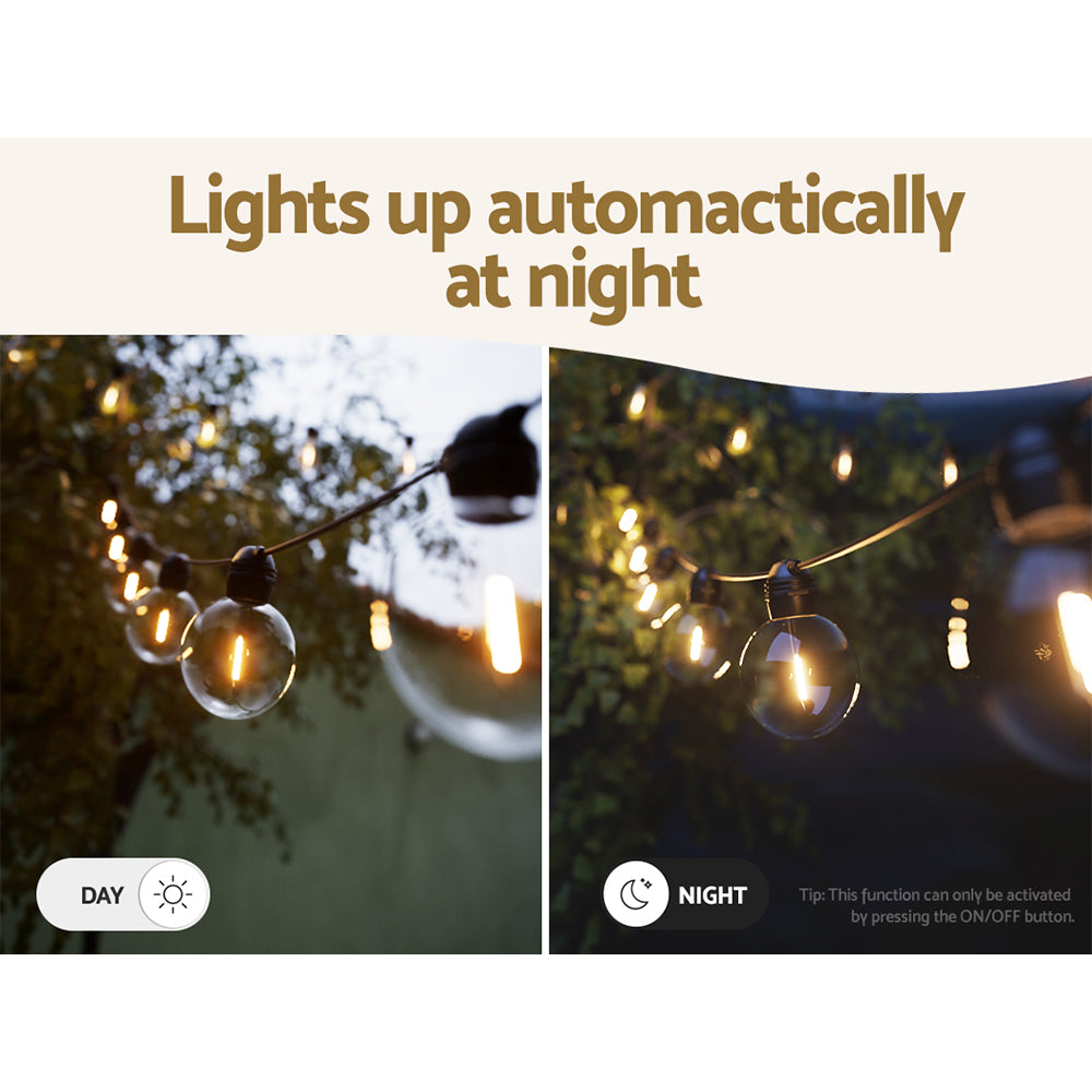 17m Solar Festoon Lights Outdoor LED String Lights Warm White Wedding Garden