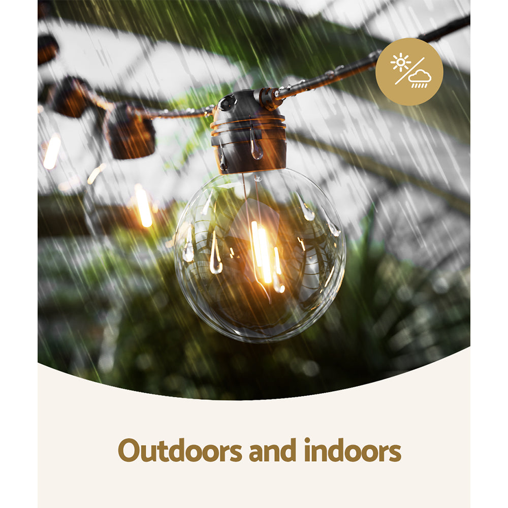 17m Solar Festoon Lights Outdoor LED String Lights Warm White Wedding Garden