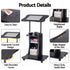 Mobile Podium Stand with Lockable Wheels Height Adjustable Laptop Desk Black
