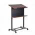 Mobile Lectern Podium Stand with Storage Shelf Height Adjustable Laptop Desk Black & Walnut