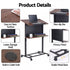 Mobile Lectern Podium Stand with Storage Shelf Height Adjustable Laptop Desk Black & Walnut