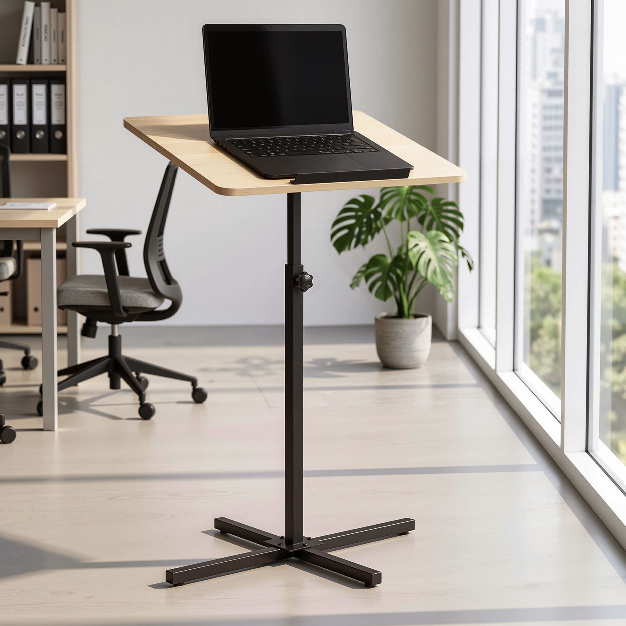 Artiss Lectern Podium Stand, Height Adjustable 78-127cm, Portable Laptop Desk
