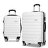 Wanderlite 2pcs Luggage Trolley Travel Suitcase Set TSA Hard Shell Case Strap White