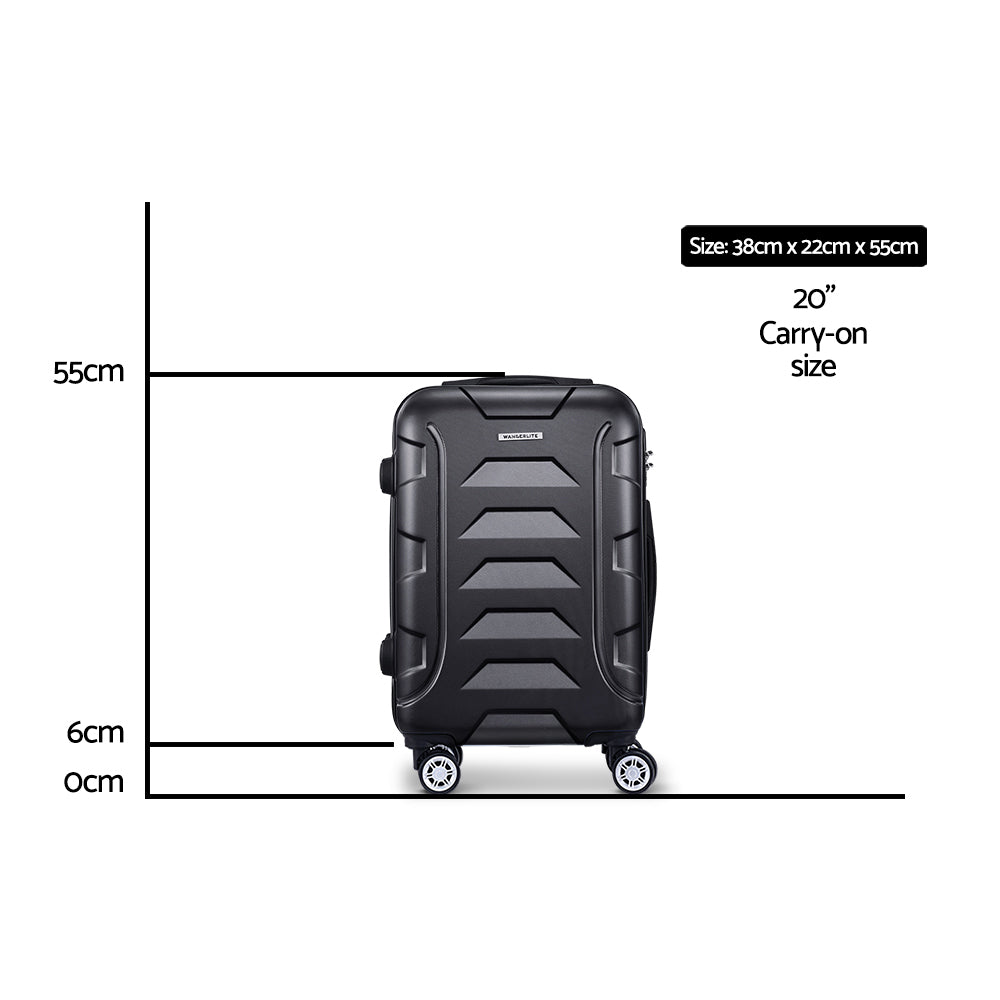 20" 55cm Luggage Trolley Travel Suitcase Set TSA Hard Case Lightweight Strap