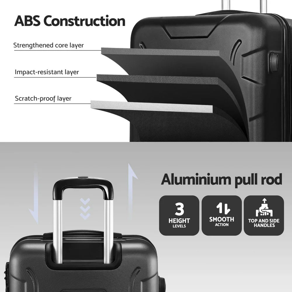 28" Lightweight Hard Shell TSA Spinner Luggage Suitcase Black