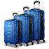 3pc Luggage Trolley Travel Suitcase Set TSA Hard Shell Case Strap Blue