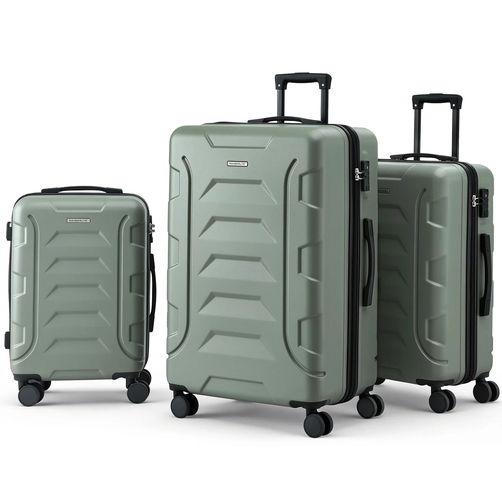 3pcs Luggage Suitcase Set Trolley Travel TSA Lightweight Hard Case Grey Green