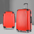 Wanderlite 2pc Luggage Trolley Travel Set Suitcase Carry On TSA Hard Case Lightweight Red