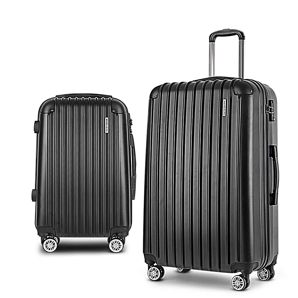 2 Piece Hard Shell Luggage Set Spinner Suitcase Trolley Black