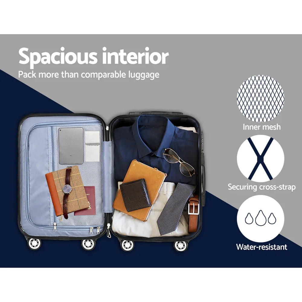 2 Piece Hard Shell Luggage Set Spinner Suitcase Trolley Black