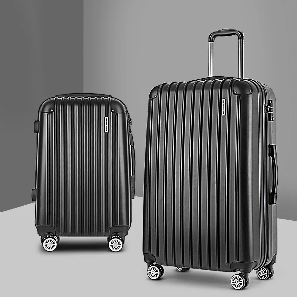 2 Piece Hard Shell Luggage Set Spinner Suitcase Trolley Black