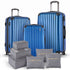 3pcs LuggageTrolley Set Travel Suitcase Storage Organiser Carry On Hard Case TSA Lightweight Blue