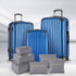 3pcs LuggageTrolley Set Travel Suitcase Storage Organiser Carry On Hard Case TSA Lightweight Blue