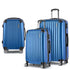 Wanderlite 3pcs LuggageTrolley Set Travel Suitcase Storage Organiser Carry On Hard Case TSA Lightweight Blue