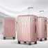 Wanderlite 3pc Luggage Trolley Set Suitcase Travel TSA Hard Case Carry On Pink Lightweight