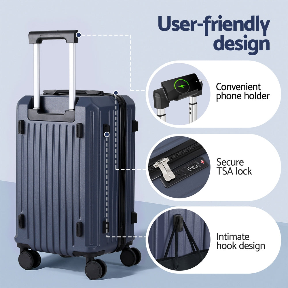 Wanderlite 2pcs Trunk Luggage Suitcase Travel Carry On TSA Lock 12