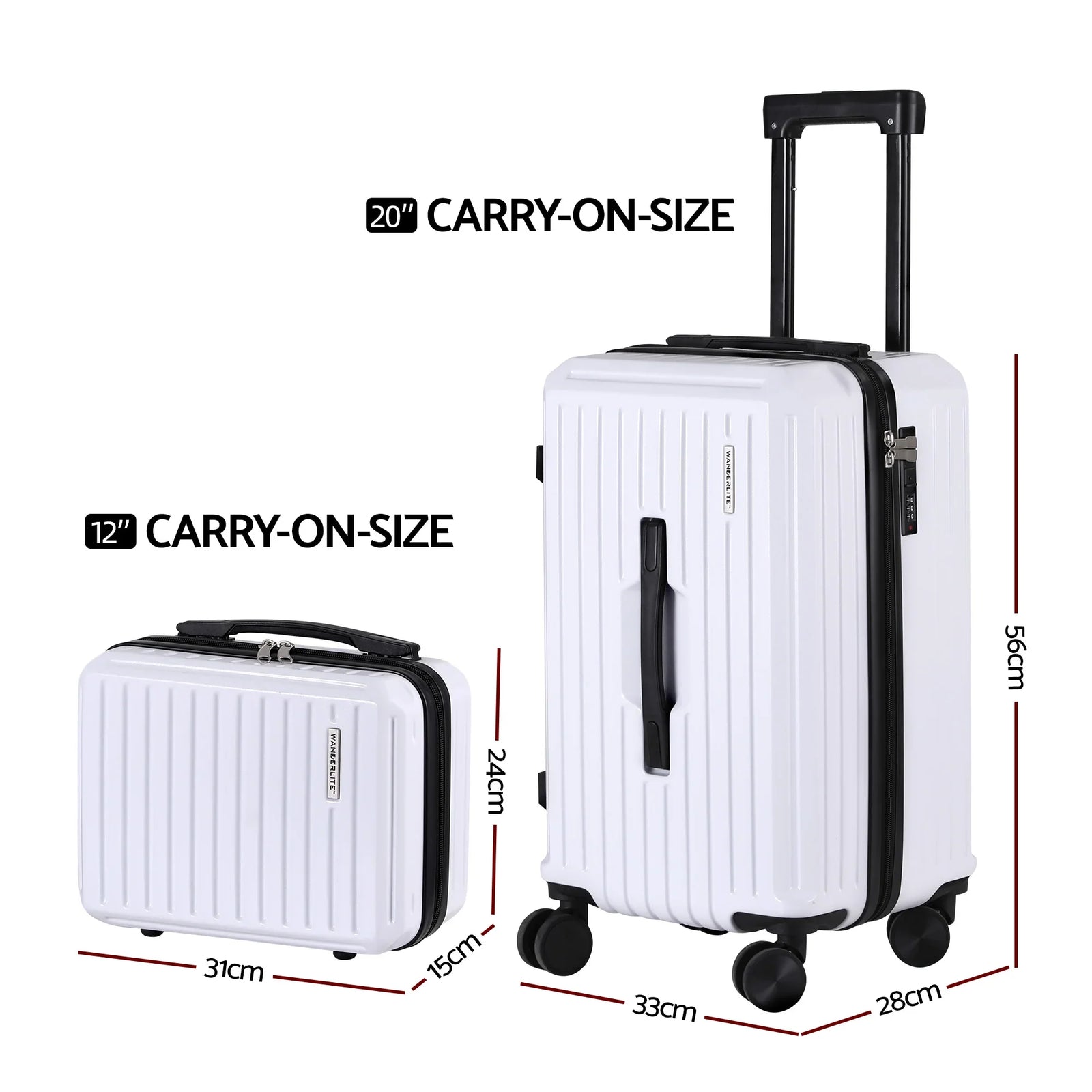 2pcs Trunk Luggage Suitcase Travel Carry On TSA Lock 12