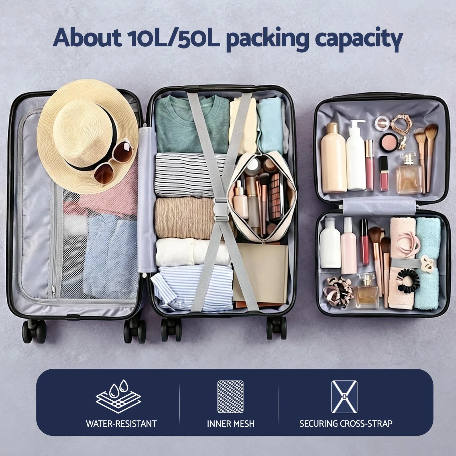 2pcs Trunk Luggage Suitcase Travel Carry On TSA Lock 12