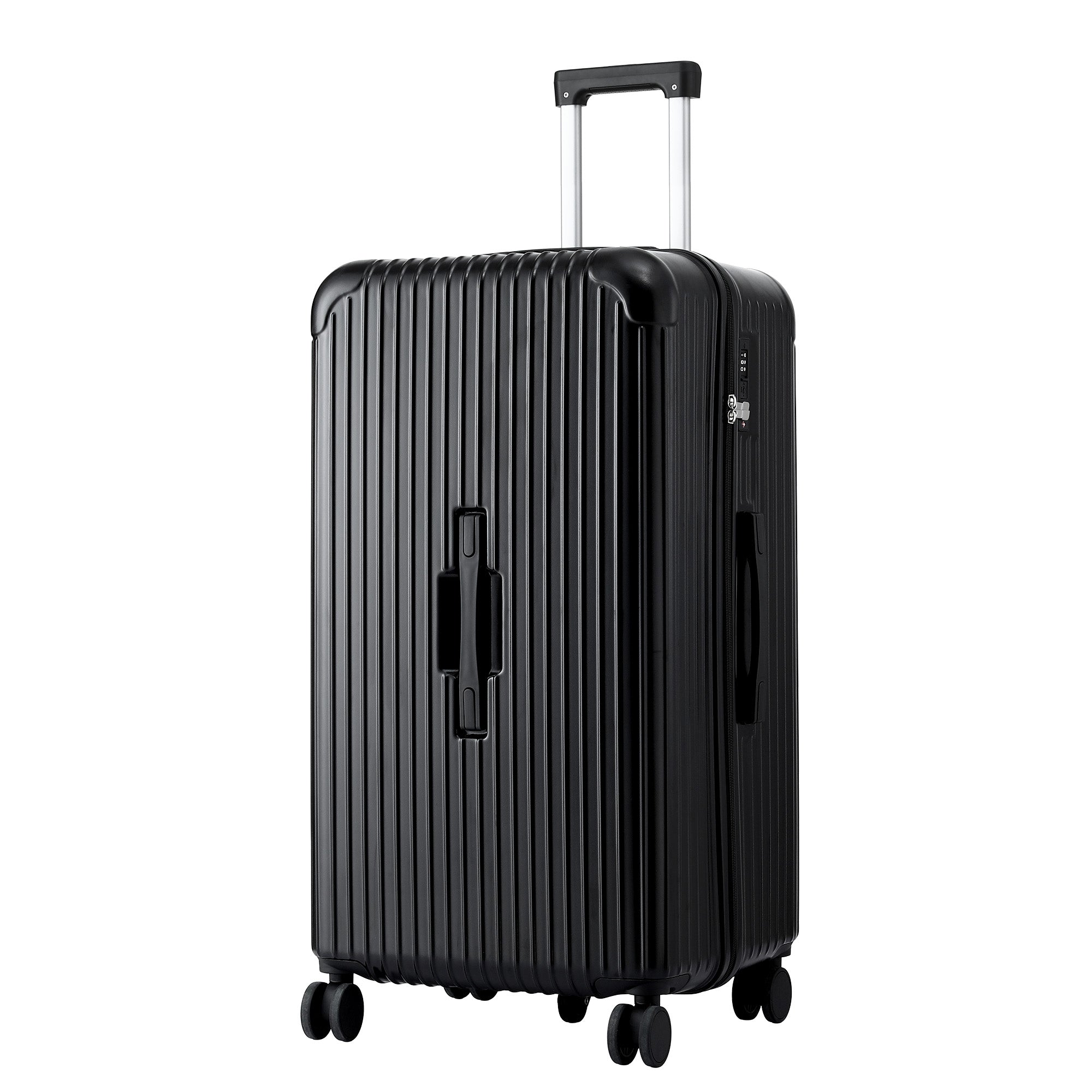 Wanderlite 28" Trunk Luggage Suitcase Travel 5 Wheels Type-C Port TSA Black
