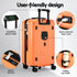28" Trunk Luggage Suitcase Travel 5 Wheels Type-C Port TSA Orange