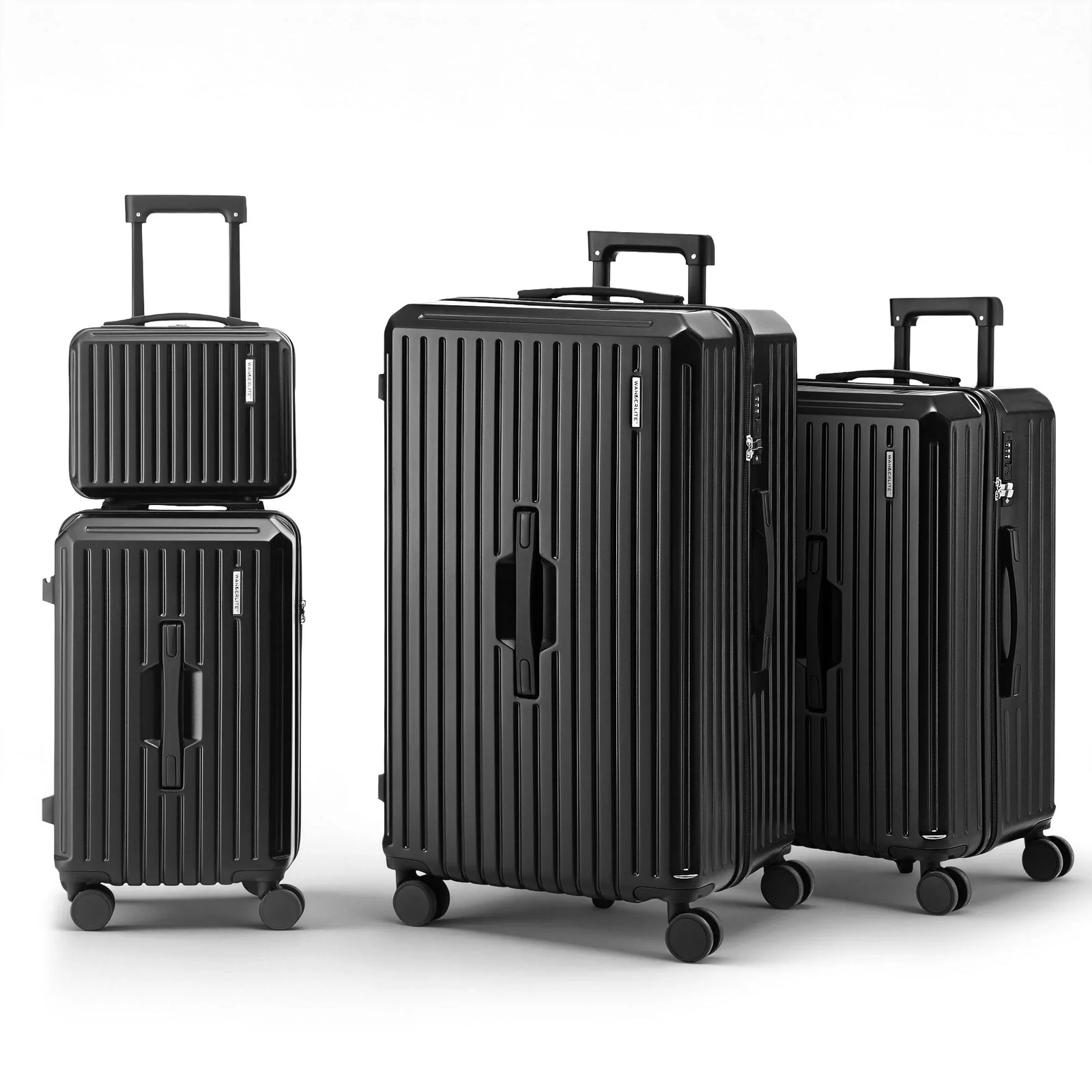 4pcs Trunk Luggage Suitcase Set Travel Carry On TSA Lock Black