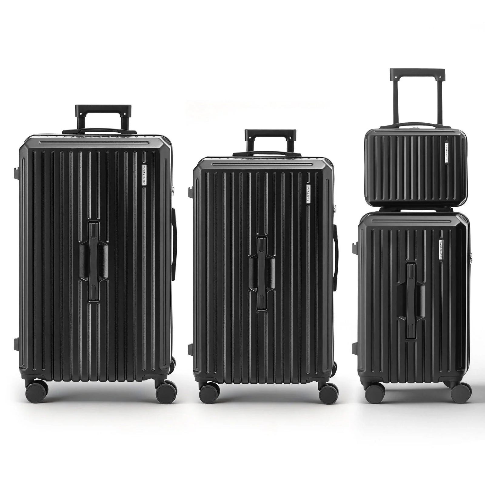 4pcs Trunk Luggage Suitcase Set Travel Carry On TSA Lock Black