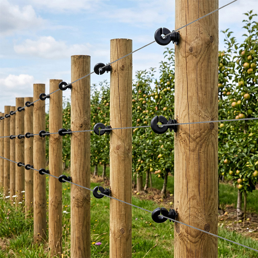 Traderight Electric Fence Insulators 120pc Ring Insulators PP+PE Black-2072893582175506439