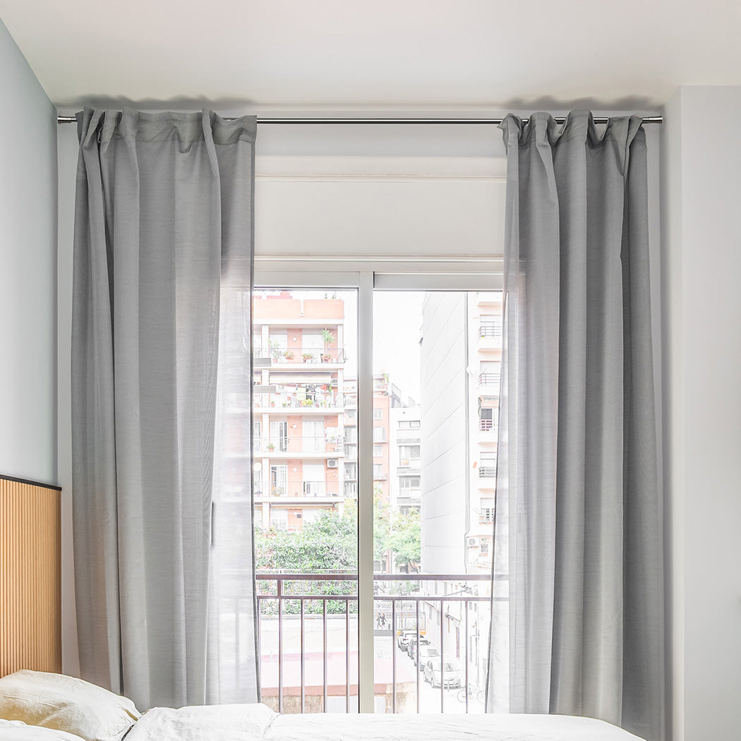 Marlow Satin Nickel Curtain Rod Steel Quiet Rail Pole Pommel Set Adjustable-1894516738578583558