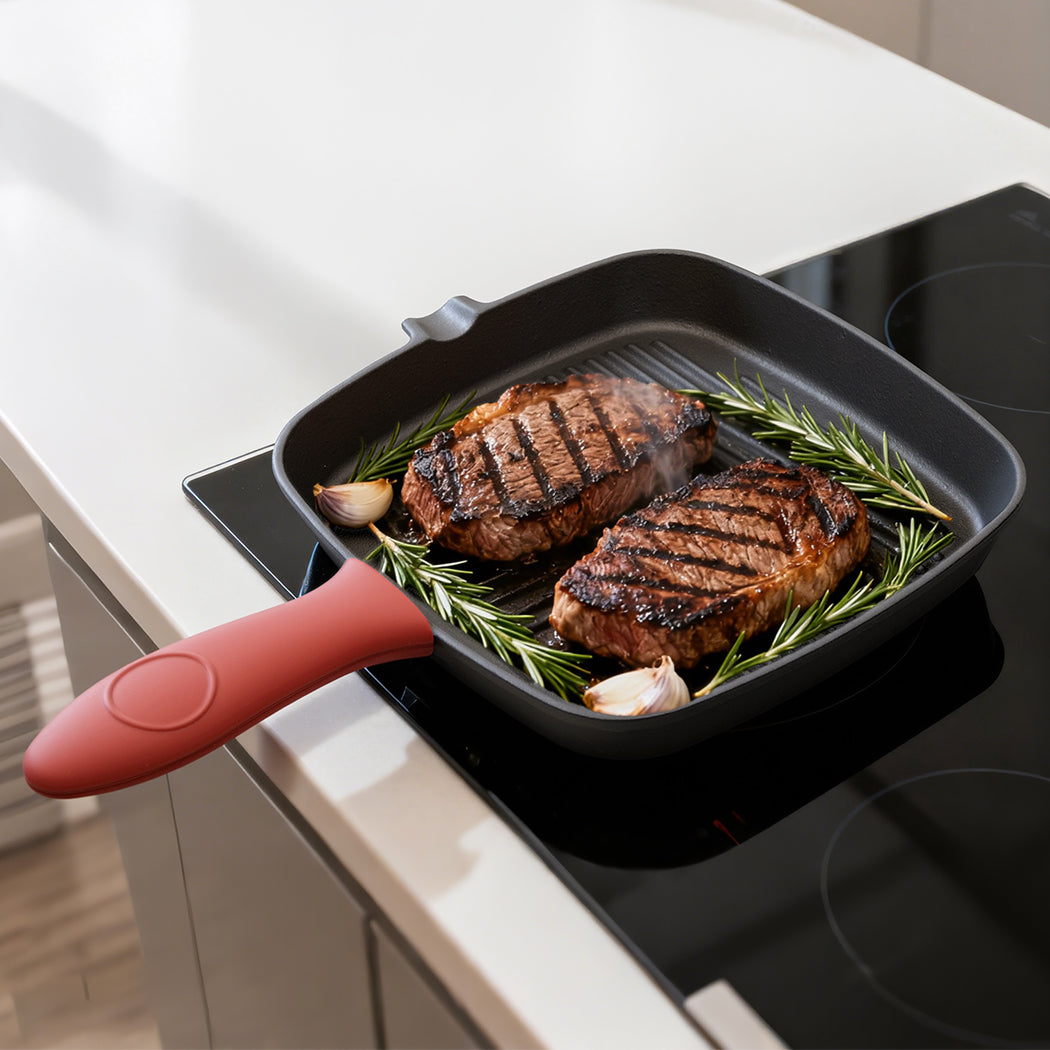 Toque Cast Iron Square Grill Pan with Spouts Cookware-2011971112124157958