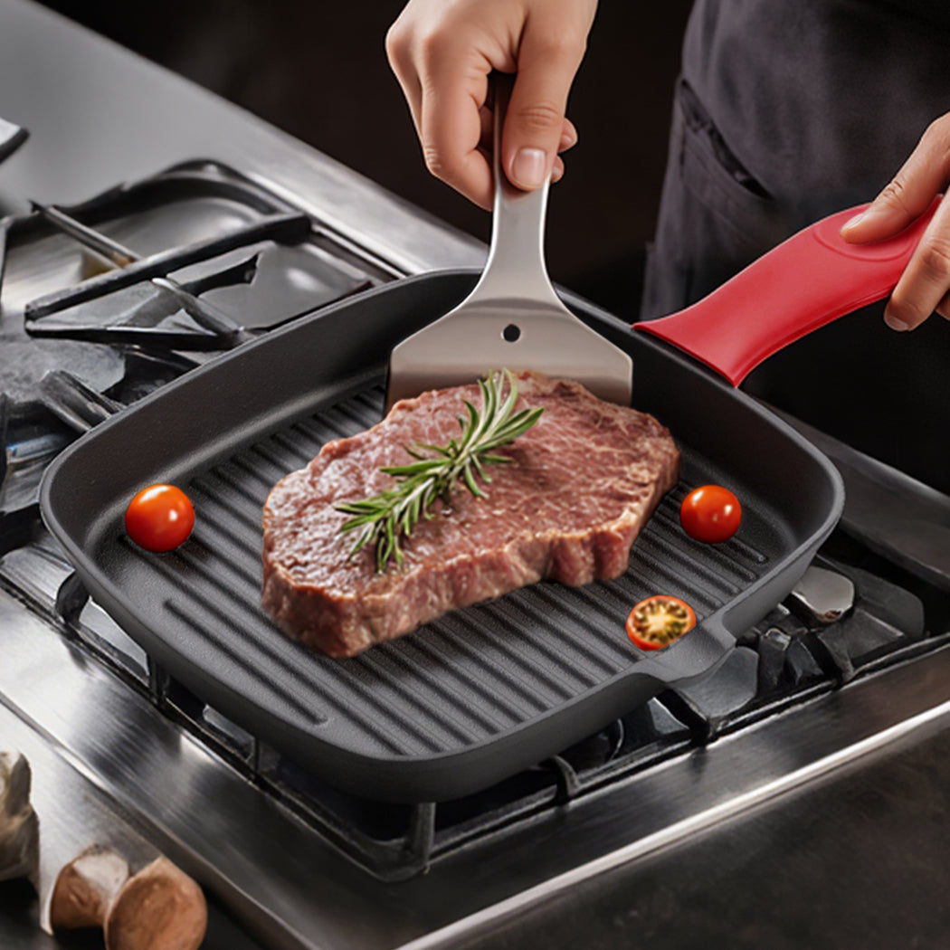 Toque Cast Iron Square Grill Pan with Spouts Cookware-2011971112124157959