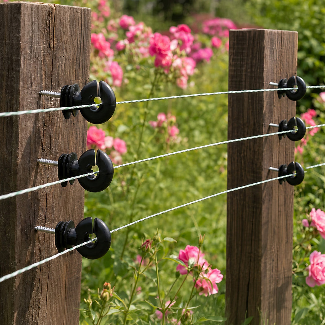 Traderight Electric Fence Insulators 120pc Ring Insulators PP+PE Black-2072893582175506438