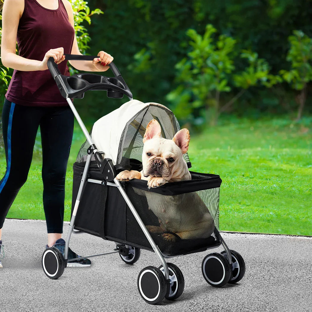 PaWz Large Pet Stroller Dog Cat Carrier Black-2006733031406178310