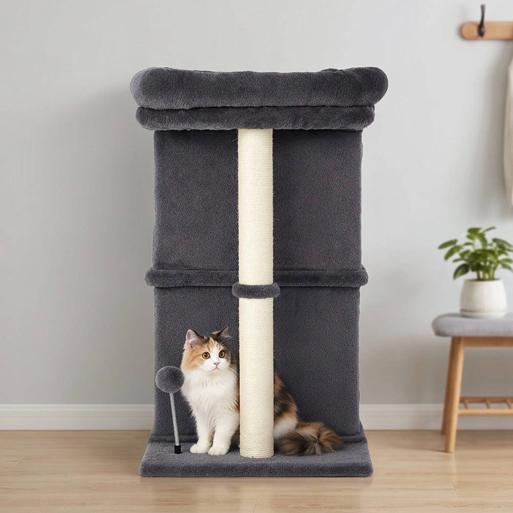 Pawz Cat Tree Cat Tower Top Perch Sisal Post E1 Particle Board Dark Grey-2100034992326447110