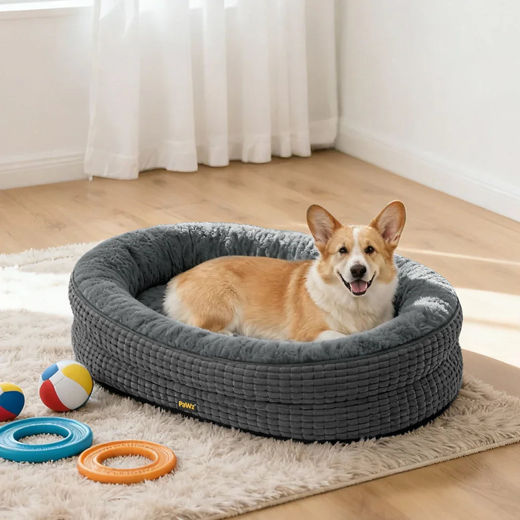 Pawz Orthopedic Plush Dog Bed Soft Washable Pet Bed Grey Cosy Cushion L Size-2050056794172166150
