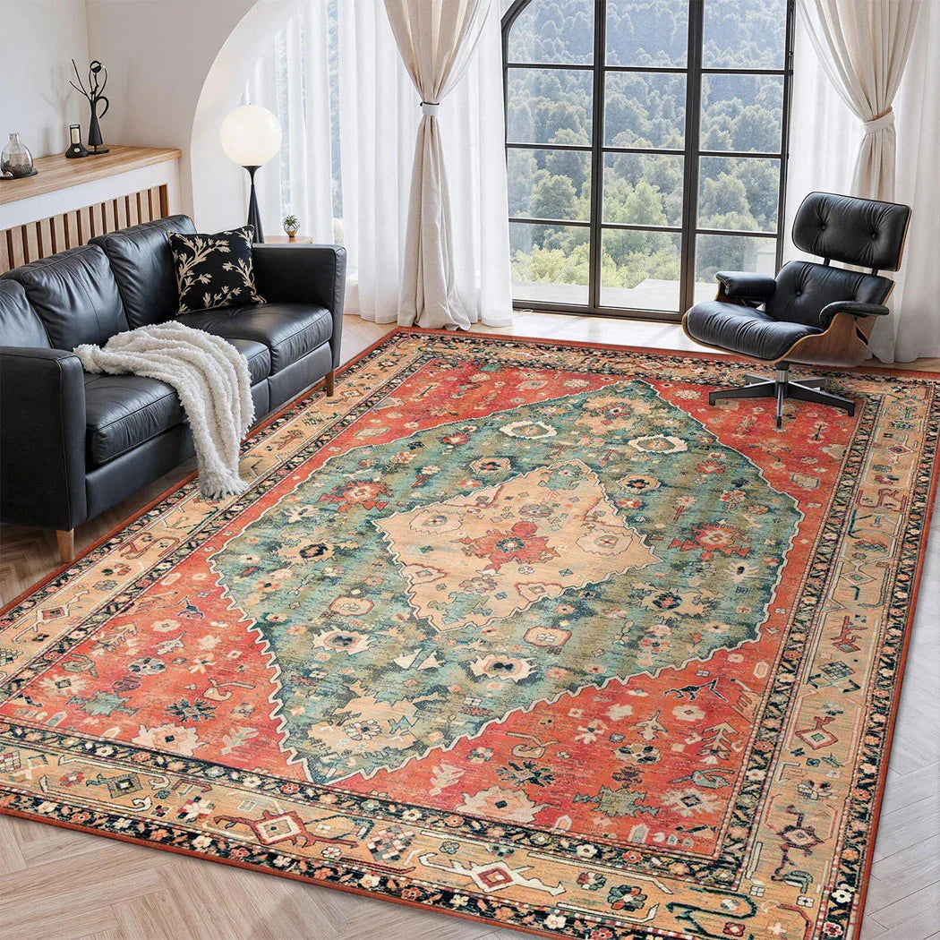 Marlow Floor Rug Vintage Polyester Washable Area Rugs-2050056914972315654